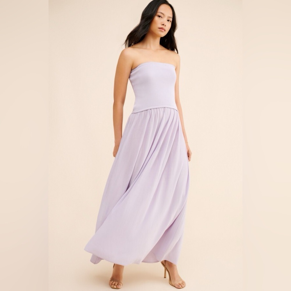 SOLID & STRIPED The Sasha Strapless Lavender Dres… - image 1